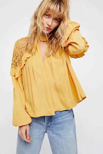 Load image into Gallery viewer, Human Cotton Crepe Lace Bohemian Retro Stitching Openwork Pullover Loose Blouse