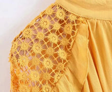 Load image into Gallery viewer, Human Cotton Crepe Lace Bohemian Retro Stitching Openwork Pullover Loose Blouse