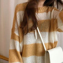 Load image into Gallery viewer, Winter Loose Contrast Stripes Thin Section Sweater
