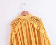 Load image into Gallery viewer, Human Cotton Crepe Lace Bohemian Retro Stitching Openwork Pullover Loose Blouse