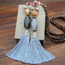 Load image into Gallery viewer, Literary Tassel Necklace Original Beaded Sweater Chain Hemp Cotton Accessories Ethnic Nepal Pendant