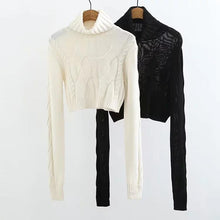 Load image into Gallery viewer, Autumn And Winter High Collar Twist Short Sexy Umbilical Sweater