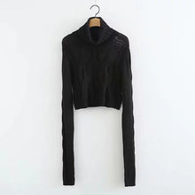 Load image into Gallery viewer, Autumn And Winter High Collar Twist Short Sexy Umbilical Sweater