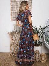 Load image into Gallery viewer, Boho Lace-up V-neck Printed Maxi Dresses