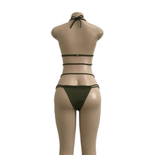 Load image into Gallery viewer, Strap knit button back bikini swimsuit with 14 colors