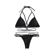 Load image into Gallery viewer, Strap knit button back bikini swimsuit with 14 colors