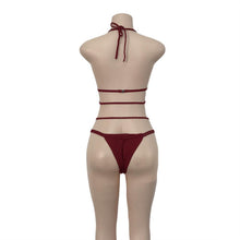Load image into Gallery viewer, Strap knit button back bikini swimsuit with 14 colors