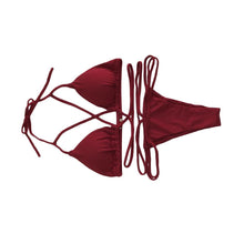 Load image into Gallery viewer, Strap knit button back bikini swimsuit with 14 colors