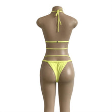 Load image into Gallery viewer, Strap knit button back bikini swimsuit with 14 colors