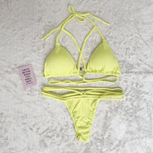 Load image into Gallery viewer, Strap knit button back bikini swimsuit with 14 colors