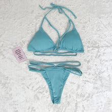 Load image into Gallery viewer, Strap knit button back bikini swimsuit with 14 colors