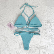 Load image into Gallery viewer, Strap knit button back bikini swimsuit with 14 colors