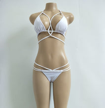 Load image into Gallery viewer, Strap knit button back bikini swimsuit with 14 colors