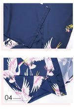 Load image into Gallery viewer, Silk Crane Pajama Girl Summer Mid Sleeve Bride Morning Robe Big Yard Home Robe Bathrobe color56