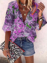 Load image into Gallery viewer, New Style Multicolor Printed Casual Women's Shirt With 9-point Sleeves