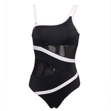 Load image into Gallery viewer, Sexy One Shoulder One Piece Swimsuit 2021 New Off Shoulder Mesh Patchwork Swimwear Bodysuit Bathing Suit Monokini