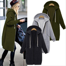 Load image into Gallery viewer, Autumn Winte Women Casual Long Zipper Hooded Jacket Hoodies Sweatshirt Vintage Plus Size 5XL Pink Outwear Hoody Coat Clothing