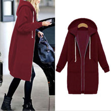 Load image into Gallery viewer, Autumn Winte Women Casual Long Zipper Hooded Jacket Hoodies Sweatshirt Vintage Plus Size 5XL Pink Outwear Hoody Coat Clothing