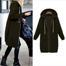 Load image into Gallery viewer, Autumn Winte Women Casual Long Zipper Hooded Jacket Hoodies Sweatshirt Vintage Plus Size 5XL Pink Outwear Hoody Coat Clothing