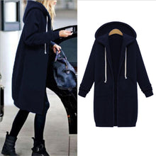Load image into Gallery viewer, Autumn Winte Women Casual Long Zipper Hooded Jacket Hoodies Sweatshirt Vintage Plus Size 5XL Pink Outwear Hoody Coat Clothing
