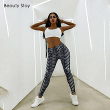 Load image into Gallery viewer, Beauty Stay Women Leggings Black Sporting Tyre Printing High Waist Fitness Hip Push Up Casual Sexy Workout Pants
