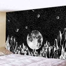 Load image into Gallery viewer, Black and white moon Mandala tapestry Bohemian decoration wall hanging bedroom psychedelic scene starlight art home decoration