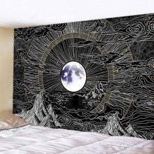 Load image into Gallery viewer, Black and white moon Mandala tapestry Bohemian decoration wall hanging bedroom psychedelic scene starlight art home decoration