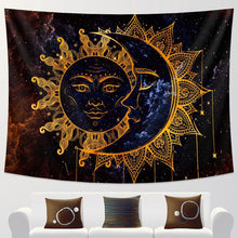 Load image into Gallery viewer, Black and white moon Mandala tapestry Bohemian decoration wall hanging bedroom psychedelic scene starlight art home decoration