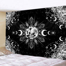 Load image into Gallery viewer, Black and white moon Mandala tapestry Bohemian decoration wall hanging bedroom psychedelic scene starlight art home decoration