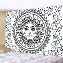 Load image into Gallery viewer, Black and white moon Mandala tapestry Bohemian decoration wall hanging bedroom psychedelic scene starlight art home decoration