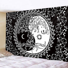 Load image into Gallery viewer, Black and white moon Mandala tapestry Bohemian decoration wall hanging bedroom psychedelic scene starlight art home decoration