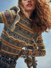 Load image into Gallery viewer, Autumn And Winter Geometric Stripes Wooden Ear Bottoming Slim Sweater