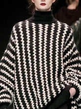 Load image into Gallery viewer, Casual Stripe Printed High-Neck Sweater