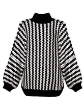 Load image into Gallery viewer, Casual Stripe Printed High-Neck Sweater