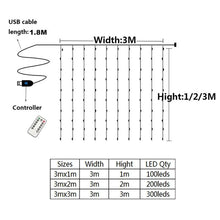 Load image into Gallery viewer, Christmas Decorations for Home 3m Curtain String Light Flash Fairy Garland Home Decor Navidad 2021 Xmas Decoration New Year 2022