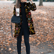Load image into Gallery viewer, Winter Flower Print Pattern Coats Long Sleeve Vintage Coat Casual Women Slim Coat Jacket Female Outwear