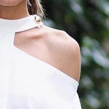 Load image into Gallery viewer, Halter Cutout Two Way Plain Kimono Sleeve Long Sleeve T-Shirts