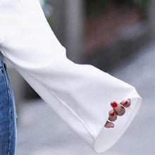 Load image into Gallery viewer, Halter Cutout Two Way Plain Kimono Sleeve Long Sleeve T-Shirts