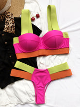 Load image into Gallery viewer, Ellolace Women's Swimsuits Sexy Swimwear Patchwork Bikini Woman Push up Biquini Neon Bikinis Swimsuit Bathing Suits 2021