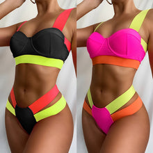 Load image into Gallery viewer, Ellolace Women's Swimsuits Sexy Swimwear Patchwork Bikini Woman Push up Biquini Neon Bikinis Swimsuit Bathing Suits 2021