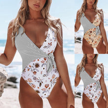 Load image into Gallery viewer, Fashion Women One Piece Swimsuit Beachwear Patchwork Swimwear