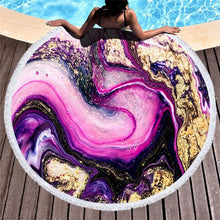 Load image into Gallery viewer, Big Round Beach Towel Colorful Quicksand Print Shower Bath Towels Beach Mat