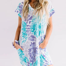 Load image into Gallery viewer, Fashion Womens Casual Loose sexy V-neck Tie-dye Pocket Short Sleeve Dress