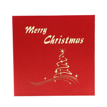 Load image into Gallery viewer, 3pcs/lot Handmade 3D Design Stand Up Christmas Tree Greeting Card Holiday Happy New Year Holiday Gift Bright Color