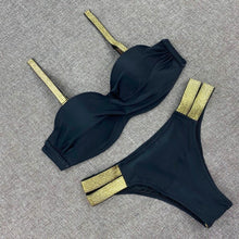 Load image into Gallery viewer, Printed Flowers Sexy Solid Color Bikini Women Swimwear Bandeau Biquini Swimsuit Female Bathing Suit Push Up Bikini Set Beachwear