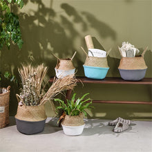 Load image into Gallery viewer, Wicker Storage Basket Flower Baskets Laundry Storage Decorative Basket Rattan Flower Pot Garden Planters Household Organizer