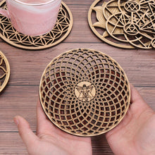 Load image into Gallery viewer, 1PC Flower of Life Shape Wooden Wall Sign Laser Cut Non-slip Coaster Set Wood Placemats Table Mat Round Cup Pad Art Home Decor