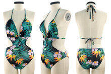 Load image into Gallery viewer, 2020 Women Summer Sexy Swimsuit Blue Print Cutout One Piece Jumpsuit
