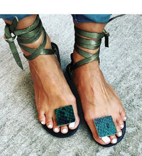 Load image into Gallery viewer, Nude Straps Rome Sandals Women Flat Sandals Women's Shoes