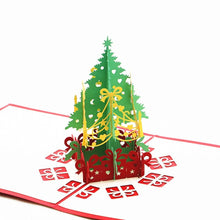 Load image into Gallery viewer, 3pcs/lot Handmade 3D Design Stand Up Christmas Tree Greeting Card Holiday Happy New Year Holiday Gift Bright Color